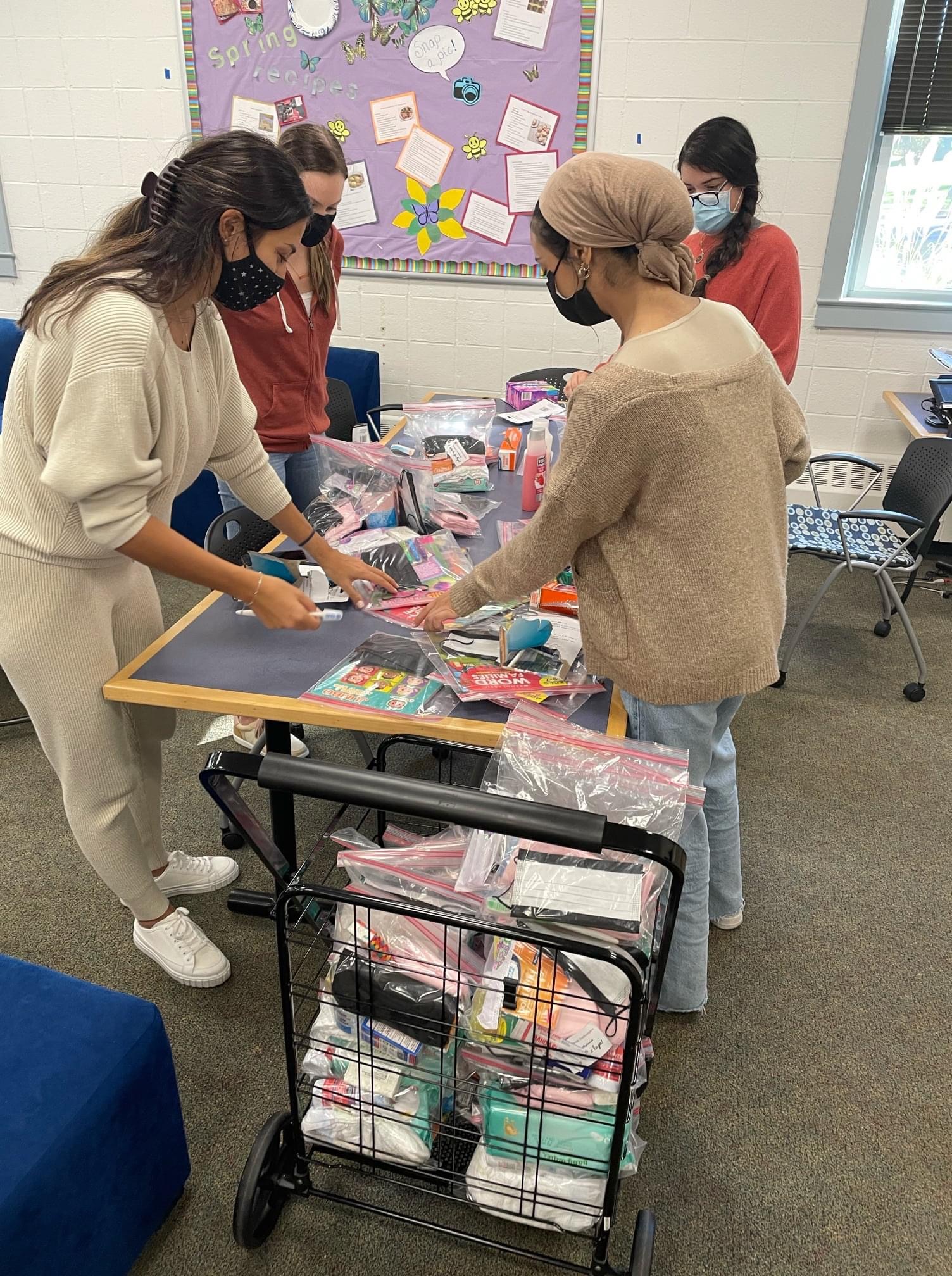 Students creating care packages