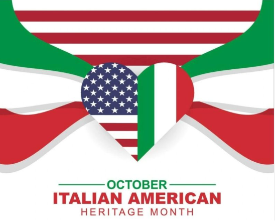 Italian American Month ---Italian Flag colors with a heart in the middle