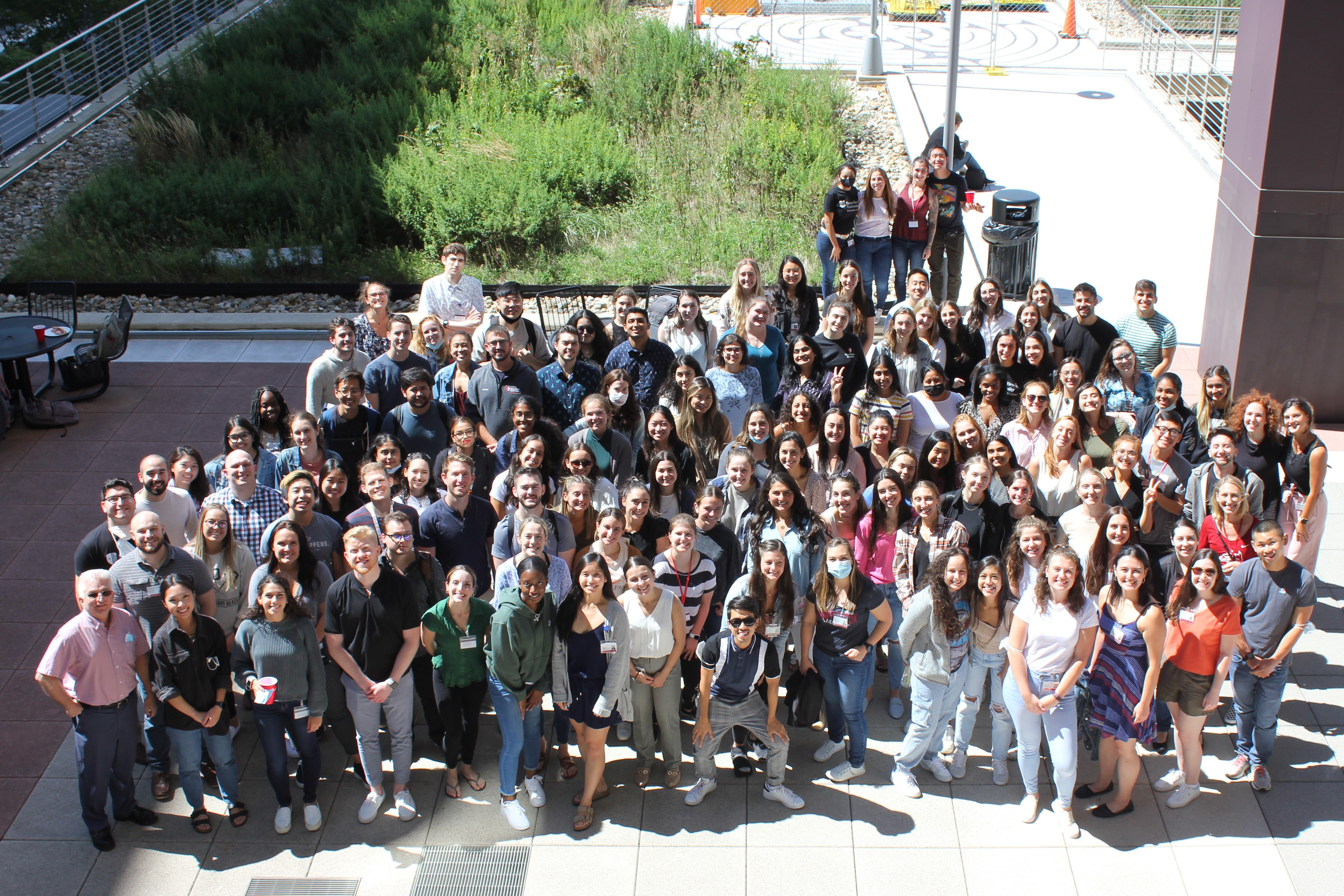 arial photo of students outside