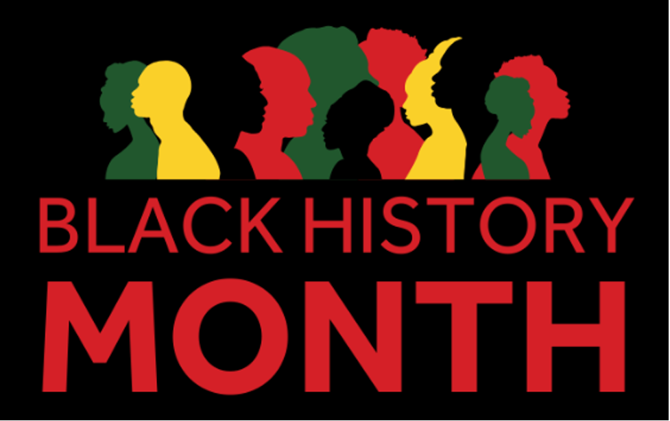 Black History Month banner with silhouettes of people